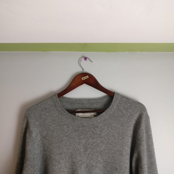 wings + horns Cashmere Wool Ribbed Sweater 80%Wool 20%Cashmere Lux Heather grayL - Picture 2 of 8